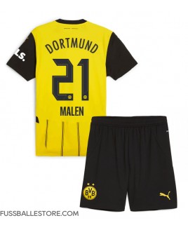 Günstige Borussia Dortmund Donyell Malen #21 Heimtrikotsatz Kinder 2024-25 Kurzarm (+ Kurze Hosen)
